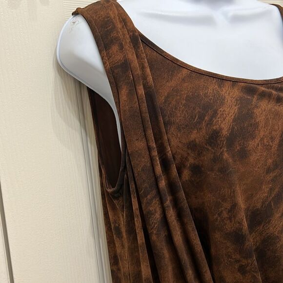 Michael Kors Sheath Dress Animal Print Large Slim Ruched Scoop Neck Sleeveless - Picture 3 of 8